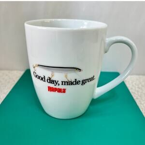 Rapala Fishing Lure Coffee Mug Cup Good Day Made Great White Logo 10 oz Ceramic